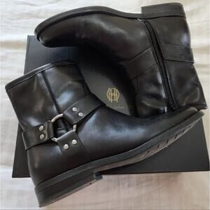 HOUSE of Harlow 1960 Portia Black leather biker combat ankle‎ Boots size 9.5, 11